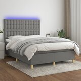 The Living Store Box spring postelja z vzmetnico LED temno siva 140x190 cm blago - Box Spring Postelja, (21515665) Cene