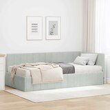 vidaXL Kutni okvir kreveta s madracem Svjetlosiva 90 x 190 cm Baršun | shoptok.hr