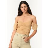 Dewberry Z2008 WOMEN'S KROP BLOUSE-ON CAMEL | Shoptok.si