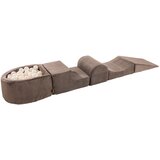 MeowBaby Foam Playground 4-delni penasti igralni komplet z okroglim bazenom, 100 žog, estetsko, Velvet, rjava: biserno bela, (21333842) | Shoptok.si