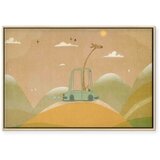  Slika - Dreamy Traveler - A Cheerful Giraffe Driving a Car on a Sunny Day 90x60 U prirodnom drvenom okviru | shoptok.hr