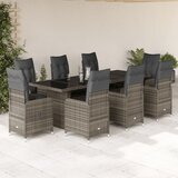 vidaXL vrtna bistro garnitura 9-delna z blazinami siv poli ratan | Shoptok.si