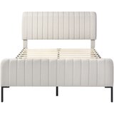 Lumor Postelja za odrasle 180x200 cm, oblazinjena v lan – z nastavljivim vzglavjem in letveno podlago – svetlo siva, (22151399) | Shoptok.si
