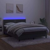  Box spring postelja z vzmetnico LED temno siva 140x200 cm žamet, (20725913) | Shoptok.si