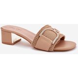 Boto Ladies Heels With Decorative Detail Dark Beige Julinemi | Shoptok.si