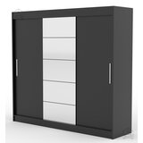 ADRK Furniture Garderobna omara z drsnimi vrati Erwin - 235 cm - črna Cene