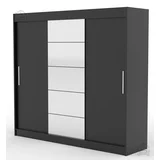 ADRK Furniture Garderobna omara z drsnimi vrati Erwin - 235 cm - črna