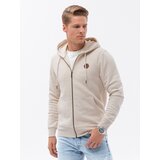 Ombre Unbuttoned men's HOODIE sweatshirt in pleasant knit fabric - cream melange | shoptok.hr