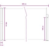  Retraktabilna bočna tende Siva 600 x 160 cm Poliester | shoptok.hr
