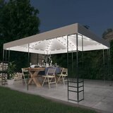 vidaXL Paviljon z LED lučkami 4x3x2,7 m bel | Shoptok.si