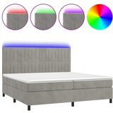  Krevet box spring s madracem LED svjetlosivi 200x200 cm baršun | shoptok.hr