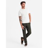 Ombre Men's REGULAR FIT chino pants with fine texture - dark green | shoptok.hr