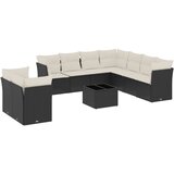  10-dijelni set vrtnih sofa s jastucima crni od poliratana | shoptok.hr