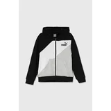 Puma Otroški pulover POWER Colorblock Full-Zip TR črna barva, s kapuco