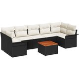 vidaXL 8-dijelni vrtni sofa set s jastučićima crni poli ratan akacija, 2-sjedalo vrtni sofa sa skladištem i jastučićima crni poli ratan Cijene