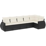 Maison Chic Seti vrtnega pohištva - Vrtna garnitura - Vrtni pohištvo set 6-delna z blazinami črna poli ratan, (21806945) | Shoptok.si