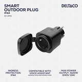 Deltaco SMART HOME utičnica za str VANJSKA, WiFi 2,4GHz, IP44, 1xCEE 7/3, 13A, timer, 220-240V, CRNA | shoptok.hr