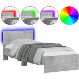 Maison Chic Posteljni okvir - Enojna postelja - Postelja za odrasle z vzglavjem in LED betonsko siv 90x190 cm-J9516, (21760503) | Shoptok.si