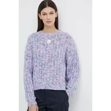 American Vintage Volnen pulover PULL ML COL ROND ženski, vijolična barva, POY18AE24