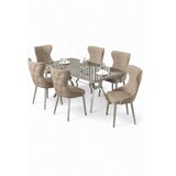 Hanah home Rasklopivi trpezarijski sto i stolice (7 delova) Esla Anthracite Chrome Cappuccino | Eponuda.com