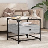  Stolić sa staklenom površinom boja hrasta 50 x 50 x 45 cm čelik | shoptok.hr