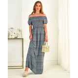 Resti Navy blue floral women's maxi dress - Clothing Cene