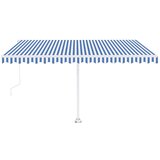 vidaXL Avtomatska tenda LED + senzor 450x350 cm modra in bela, (20728512) Cene