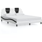 Maison Chic Posteljni Okvir - Dvoposteljna postelja z vzglavjem bel in črn 160x200 cm umetno usnje, (22080594) | Shoptok.si