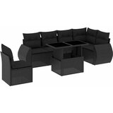 Maison Chic Seti vrtnega pohištva - Vrtna garnitura - Vrtni pohištvo set 7-delna z blazinami črn poli ratan, (21803140) | Shoptok.si