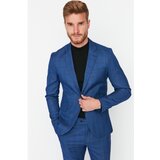 Trendyol Navy Blue Men's Slim Fit Plaid Blazer Jacket cene