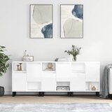The Living Store Komode 3 kosi visok sijaj bele inženirski les - Komoda, (21837206) | Shoptok.si