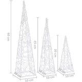 vidaXL Set akrilnih ukrasnih LED stožaca hladno bijeli 30/45/60 cm | shoptok.hr