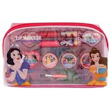 Lip Smacker Disney Princess Essential Makeup Bag Set glos za ustnice 2 x 2 ml + kremni glos za ustnice 2 x 0,8 g + osvetljevalna krema 3 x 1,6 g + prstan 2 kos + obesek + aplikator + kozmetična torbica | Shoptok.si
