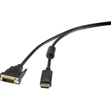 DisplayPort/DVI adapterski kabel 0.5 m lahko se privije, pozlačeni konektorji, s feritnim jedrom črna DisplayPort/DVI kabel [1x Di, (20416896)