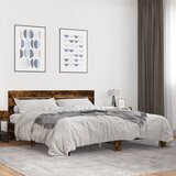 Furnova Posteljni okvir dimljeni hrast 200x200 cm inž. les in kovina, (21938496) | Shoptok.si
