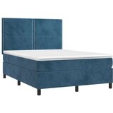  Box spring postelja z vzmetnico LED temno modra 140x190cm žamet, (20900677) | Shoptok.si