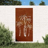  Vrtni zidni ukras 105 x 55 cm čelik COR-TEN s uzorkom palme Cijene