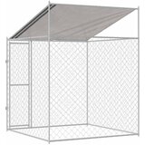  Kavez za psa s krovom Srebrno 200 x 200 x 258 cm Čelik i PE | Shoptok.si