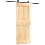  Klizna vrata Prirodna i crna 80 x 210 cm Čvrsta borovina | shoptok.hr