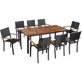  9-dijelni vrtni blagovaonski set od poliratana i bagremovog drveta | shoptok.hr