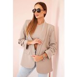 Kesi Włoski Elegant jacket with lapels dark beige Cene