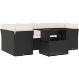Maison Chic Seti vrtnega pohištva - Vrtna garnitura - Vrtni pohištvo set 7-delna z blazinami črn poli ratan, (21802519) | Shoptok.si