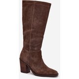 Zazoo Suede Knee High Boots With Zip Brown Lissara | ePonuda.com