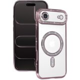 Onasi Silikonski ovitek Luxury MagSafe za iPhone 17 Air - prozorno roza z bleščicami | Shoptok.si