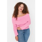 Trendyol Curve Pink Carmen Collar Knitwear Sweater Cene