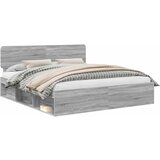 vidaXL Konstrukcija postelje z vzglavjem Siva Sonoma 200 x 200 cm, (5000102907) | Shoptok.si