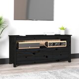 vidaXL TV omarica črn 114x35x52 cm trdna borovina Cene