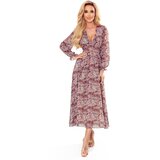 Numoco 378-1 MIDI chiffon dress - brown BOHO pattern | shoptok.hr