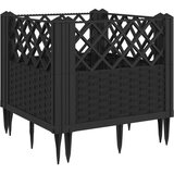 vidaXL Cvetlično korito z zatiči črno 43,5x43,5x43,5 cm PP | Shoptok.si