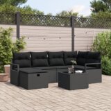 vidaXL 7-dijelni vrtni kauč set s jastučićima crni ratan | shoptok.hr